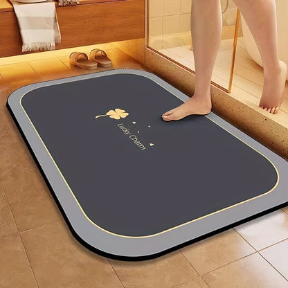 Mat Lucky Charm Quick-Drying Bathroom with Geometric Design with Non-Slip
