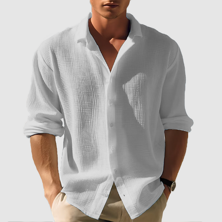 Light with Men's Long Sleeve Shirt Made from and Breathable Material