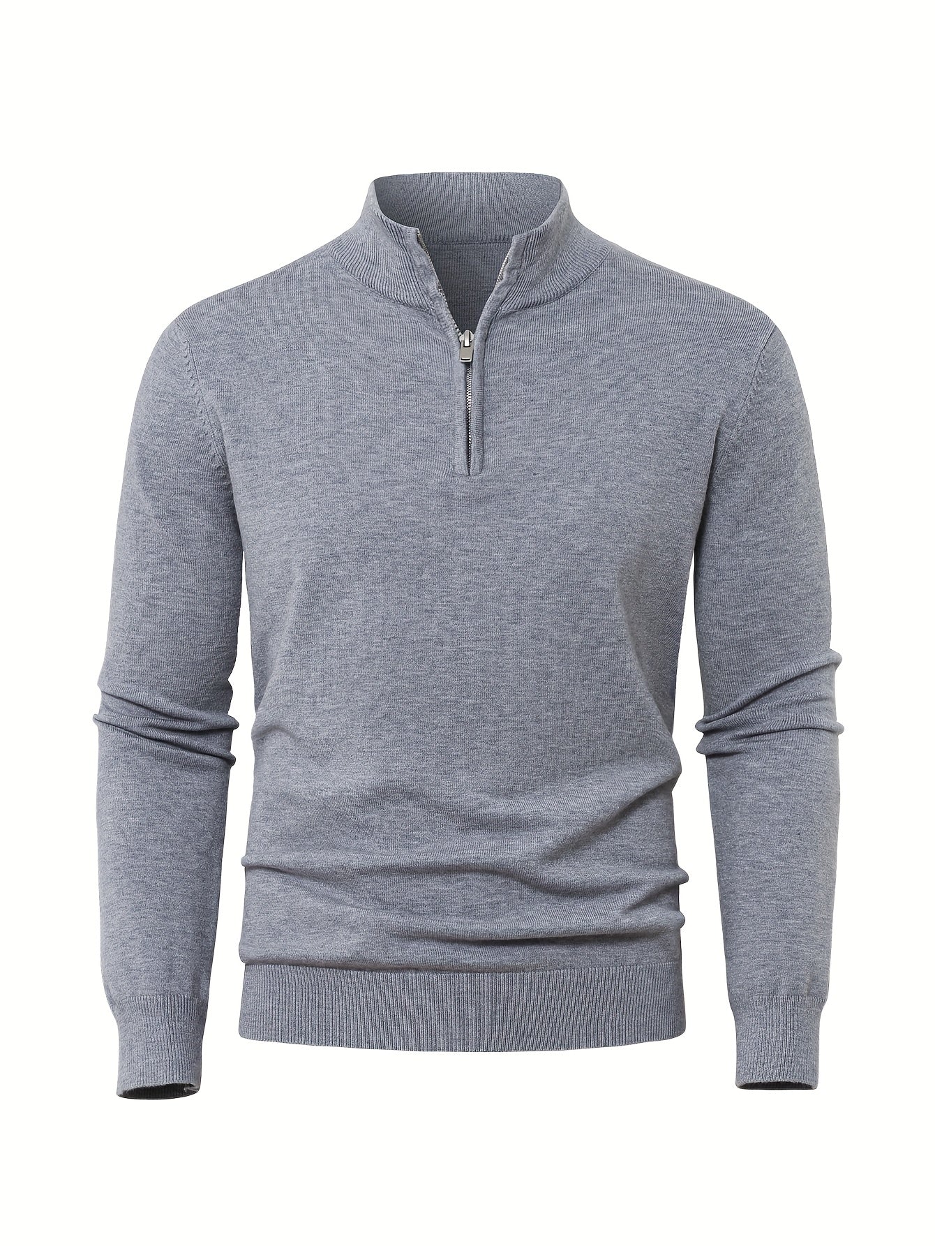 Men's Knitted Jumper with Half Zip with Warm High-Neck Style for Autumn and Winter