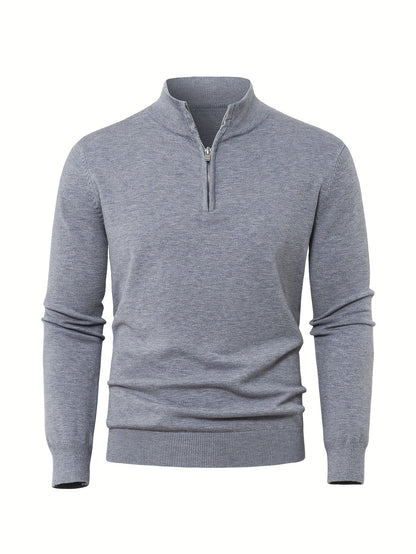 Men's Knitted Jumper with Half Zip with Warm High-Neck Style for Autumn and Winter