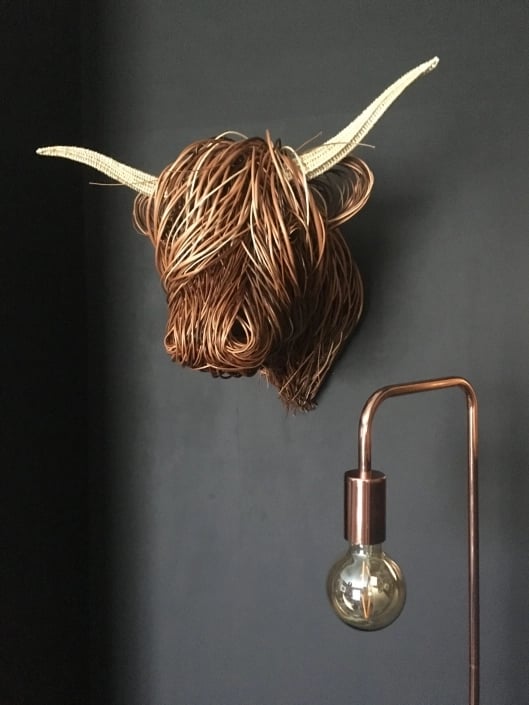 Toro Rustic Wall Sculpture for Handmade Rattan Artwork