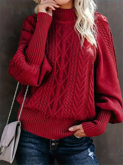 Ladies Knitted Pullover with High Neck for Elegant and Comfortable