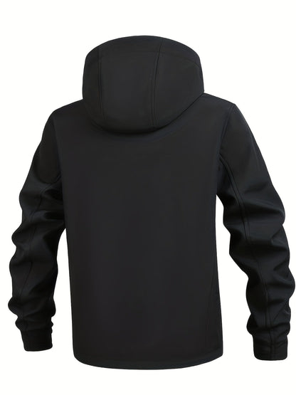 Men's Outdoor Softshell Jacket with Hood for Quick-Drying and Windproof
