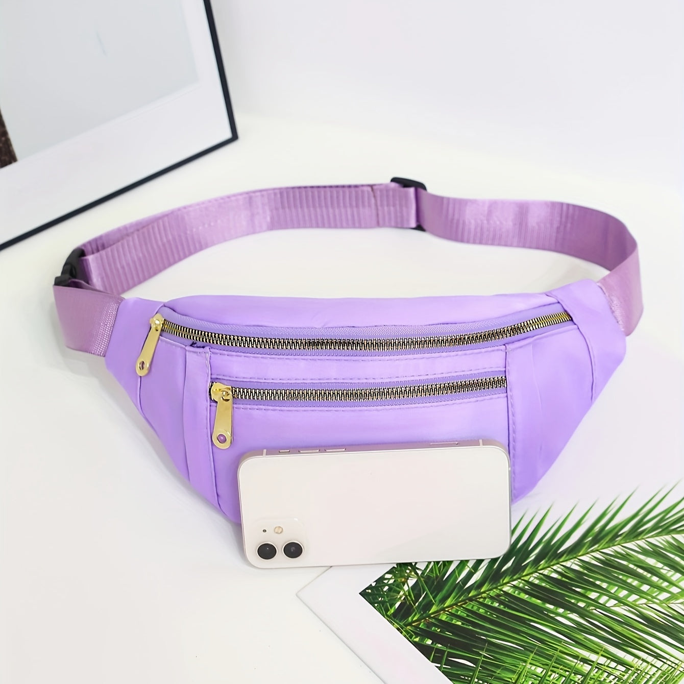 Bag with Lightweight Bum Design for Women with Multiple Zipper Pockets and Adjustable Strap