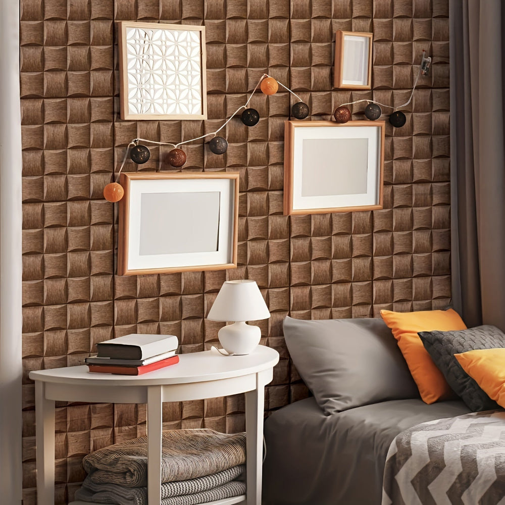 Self-Adhesive 3D Wall Panels with Wood Texture and Waterproof Design for Interiors