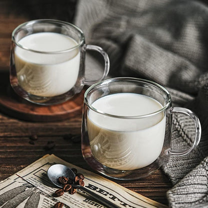Glass with Double-Walled Mugs with Insulation for Hot and Cold Drinks