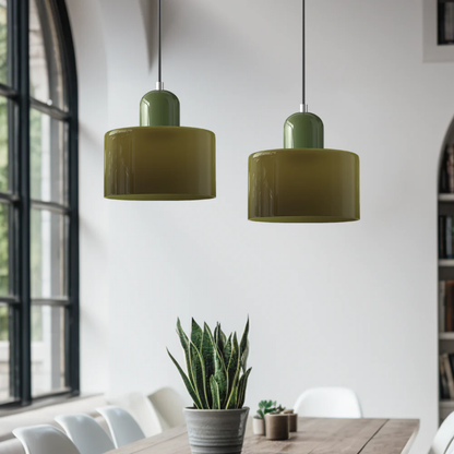 Glass with Retro Pendant Lamp with Shade and Adjustable Cord for a Warm Atmosphere