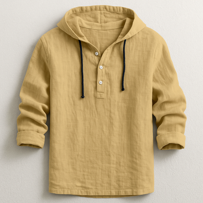 Men's Linen Shirt with Hood for Breezy Comfort and Casual Style