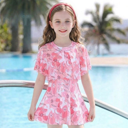 Set with Girls' Swim Design for Beach and Pool with Skirt and Comfortable Fit