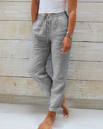 Linen Pants Women with Elastic Waist and Comfortable Fit
