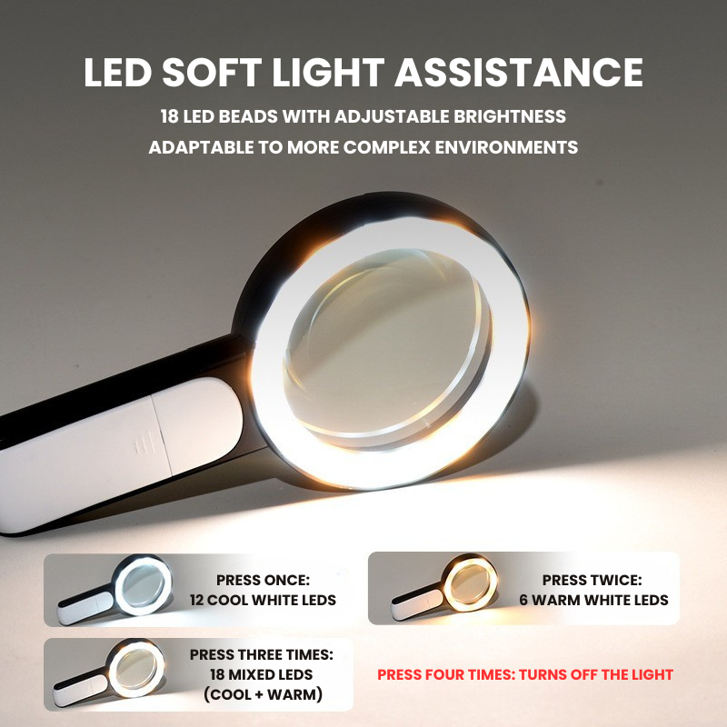 Light with Magnifying Glass with LED Ing and Adjustable Light Settings for Clear Reading