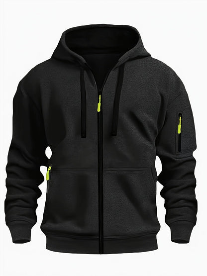 Men's Zip-Up Hoodie with Hood for Casual Outdoor Sweatshirt