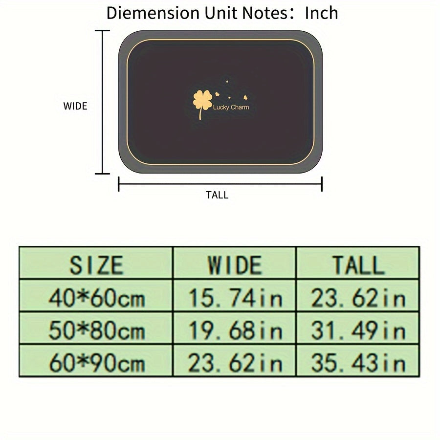 Mat Lucky Charm Quick-Drying Bathroom with Geometric Design with Non-Slip