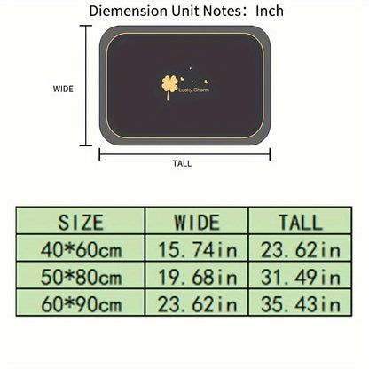Mat Lucky Charm Quick-Drying Bathroom with Geometric Design with Non-Slip