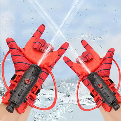 Gloves with Water Spray Design for Children with Web Pattern and Playful Water Action