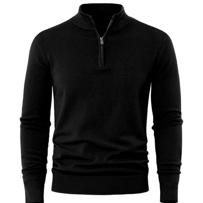 Men's Knitted Jumper with Half Zip with Warm High-Neck Style for Autumn and Winter