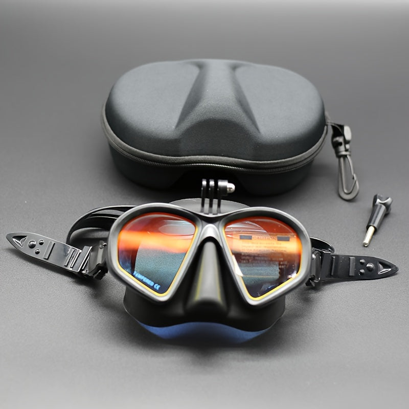 Case Tempered Diving Mask with Storage for Dive Goggles with Anti-Fog and Camera Mount
