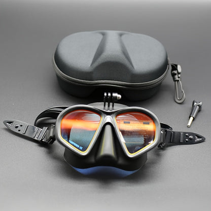 Case Tempered Diving Mask with Storage for Dive Goggles with Anti-Fog and Camera Mount