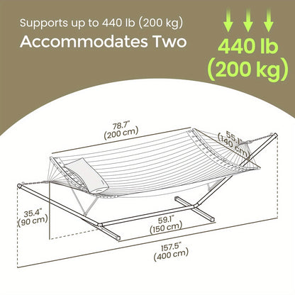 Stand Padded Hammock with for Comfortable Bamboo Spreader and Cushion