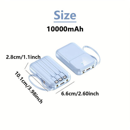 Ultimate Portable Power Bank 10000mah for Fast Charging with Built-in Cables
