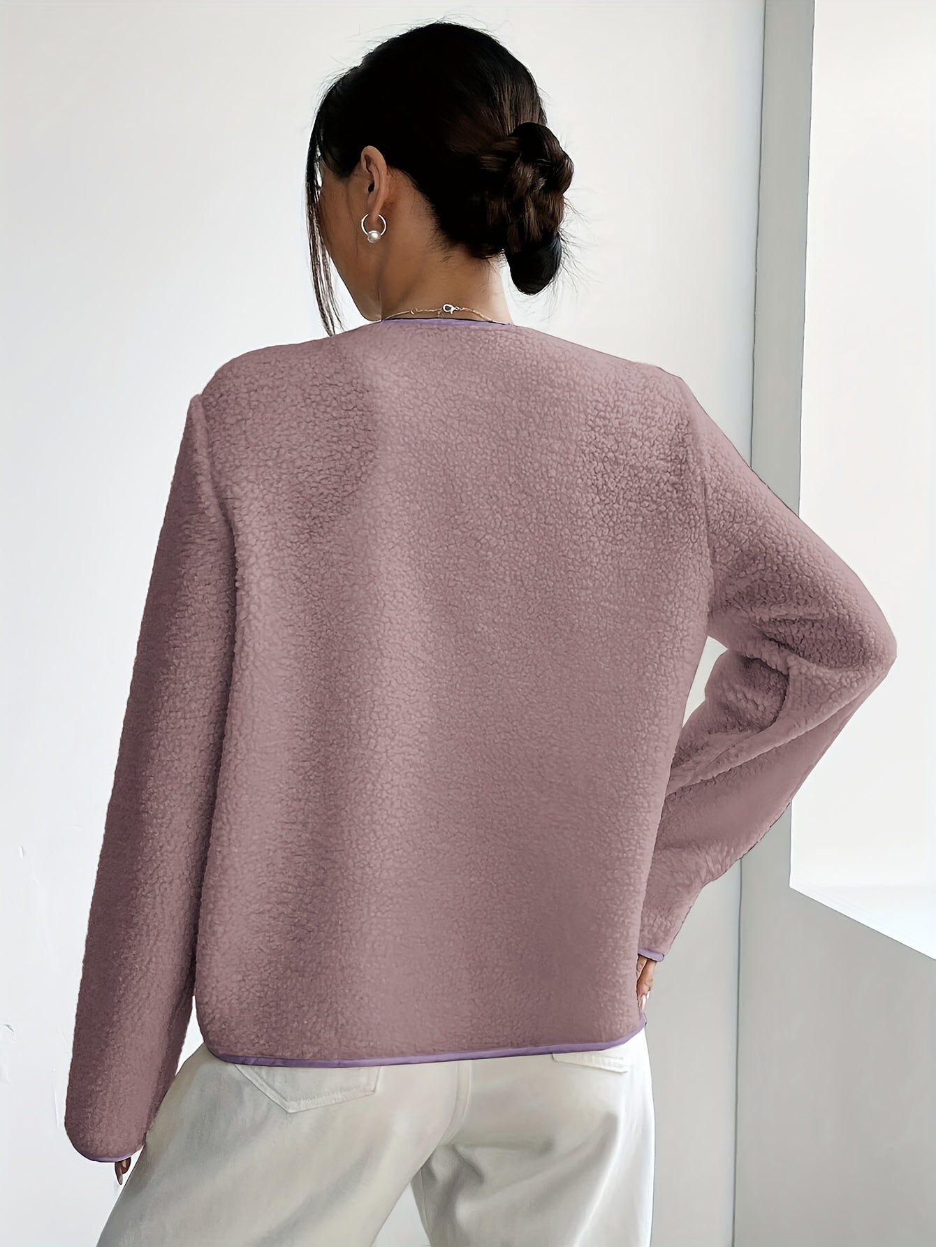 Elegant Ladies' Jacket with Buttons for Timeless and Soft for Autumn and Winter