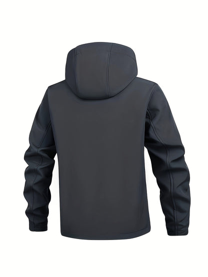 Men's Outdoor Softshell Jacket with Hood for Quick-Drying and Windproof