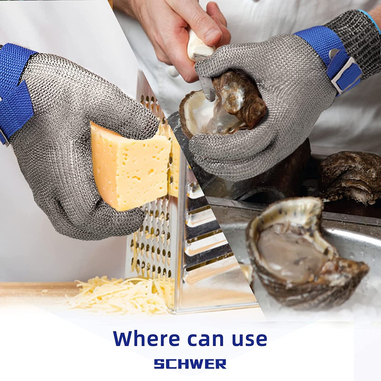 Glove with Cut-Resistant Stainless Steel Design for Kitchen Meat Processing and Oysters