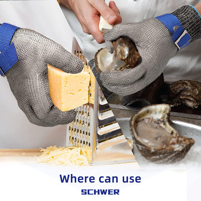 Glove with Cut-Resistant Stainless Steel Design for Kitchen Meat Processing and Oysters