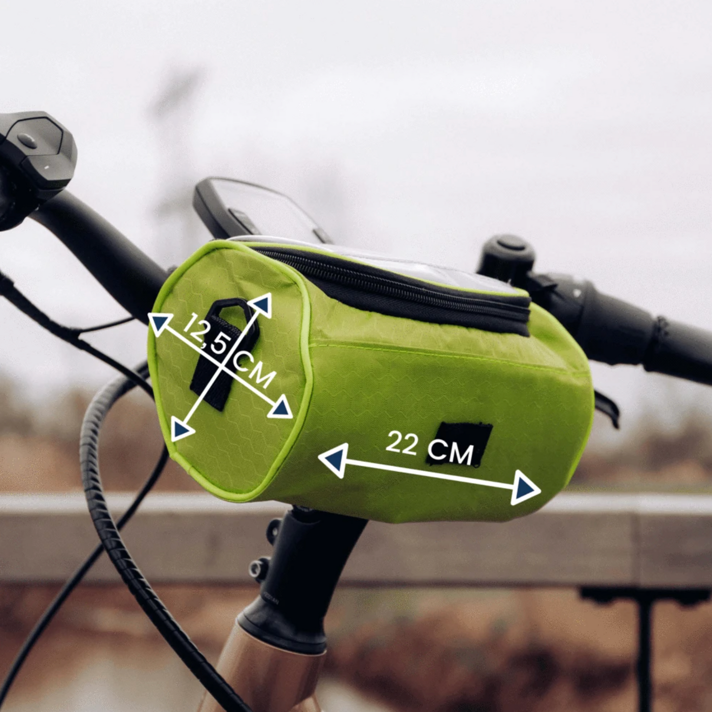 Holder with Practical Bicycle Handlebar Bag with Smartphone and Water-Resistant Material