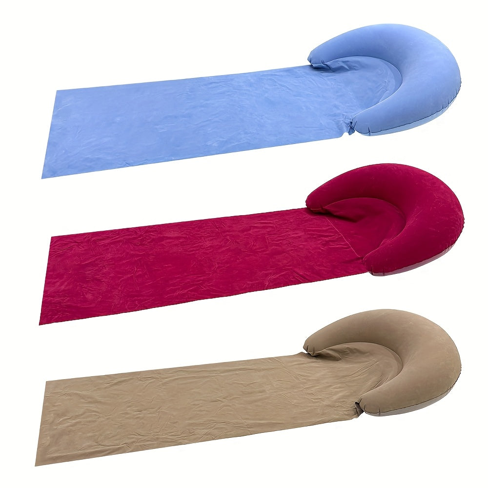Mat with Comfortable Inflatable Beach Headrest for the Beach and Camping
