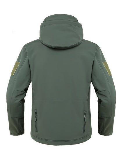 Men's Outdoor Softshell Jacket with Hood and Warm Windproof Lining