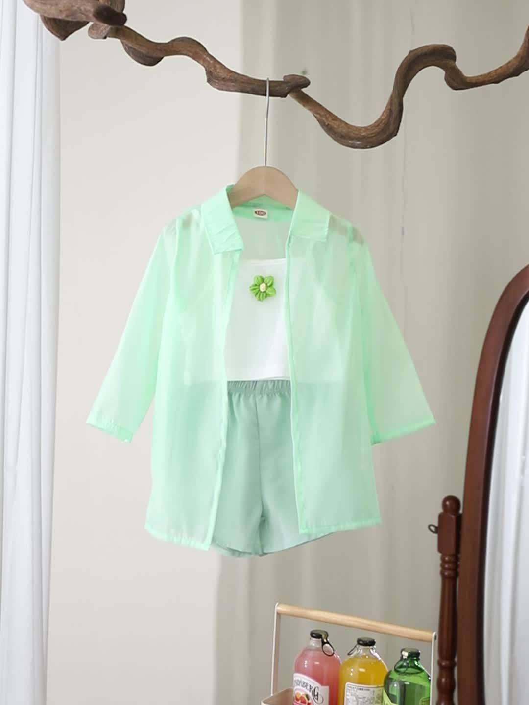 Set with Lightweight Girls' Summer Blouse and Shorts