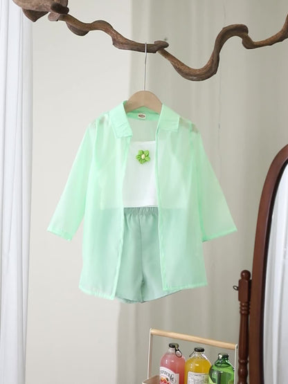 Set with Lightweight Girls' Summer Blouse and Shorts