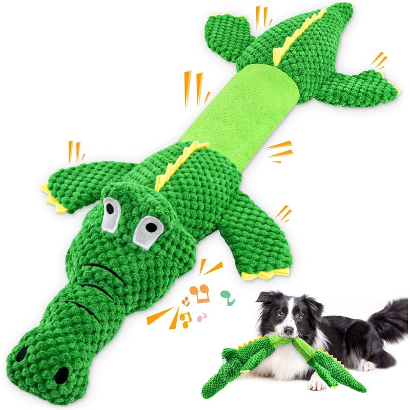Toy with Sturdy Crocodile Dog Squeaker for Tug-of-War and Interactive Play