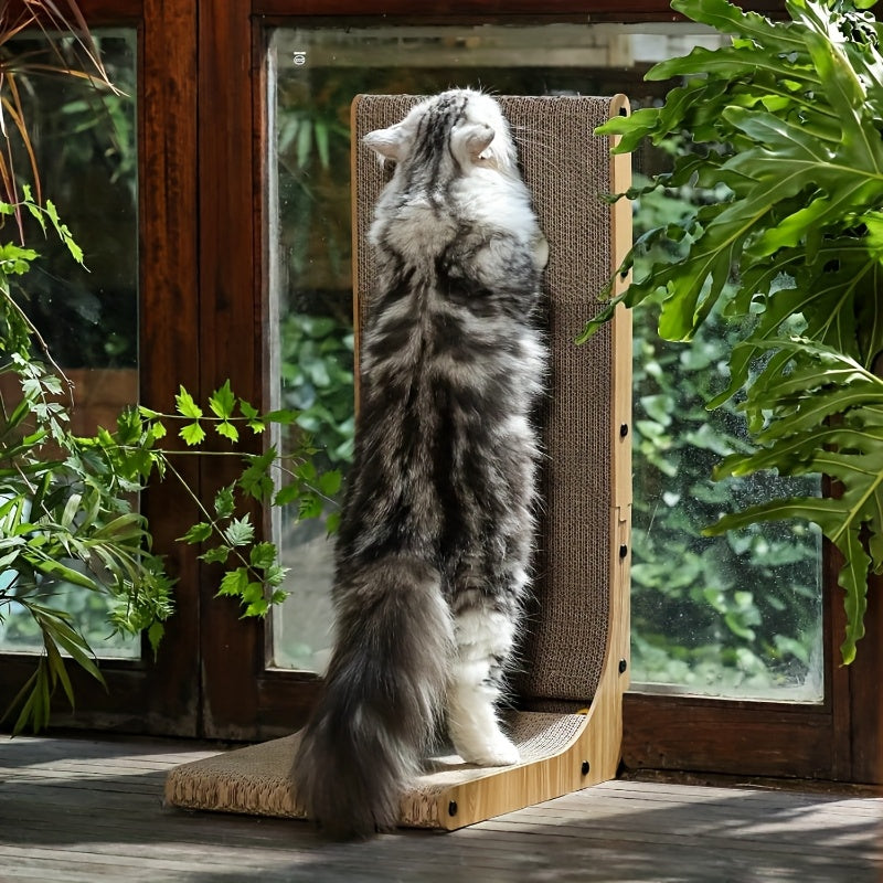 L-Shaped Cat Scratching Board for Indoor Use for Durable, Stable, and Space-Saving