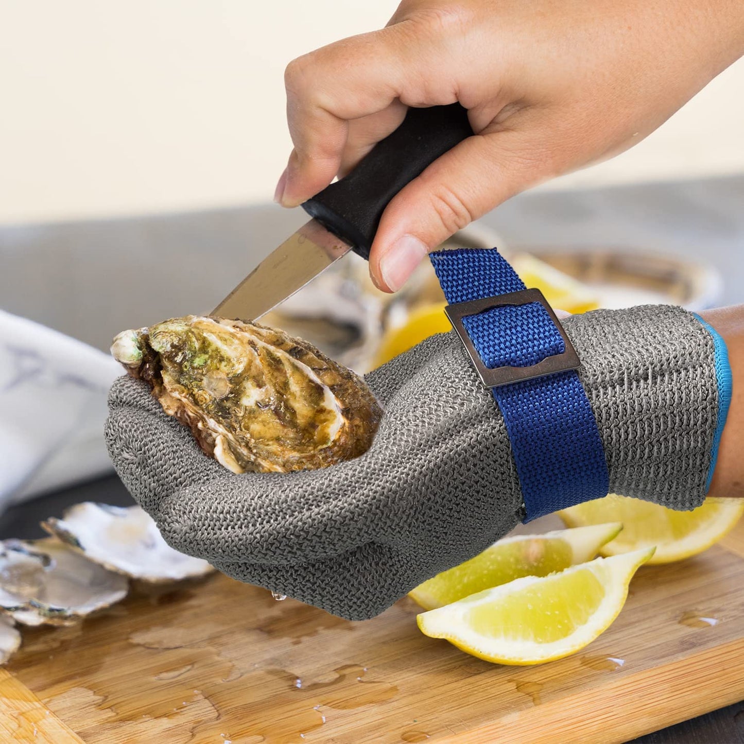 Glove with Cut-Resistant Stainless Steel Design for Kitchen Meat Processing and Oysters