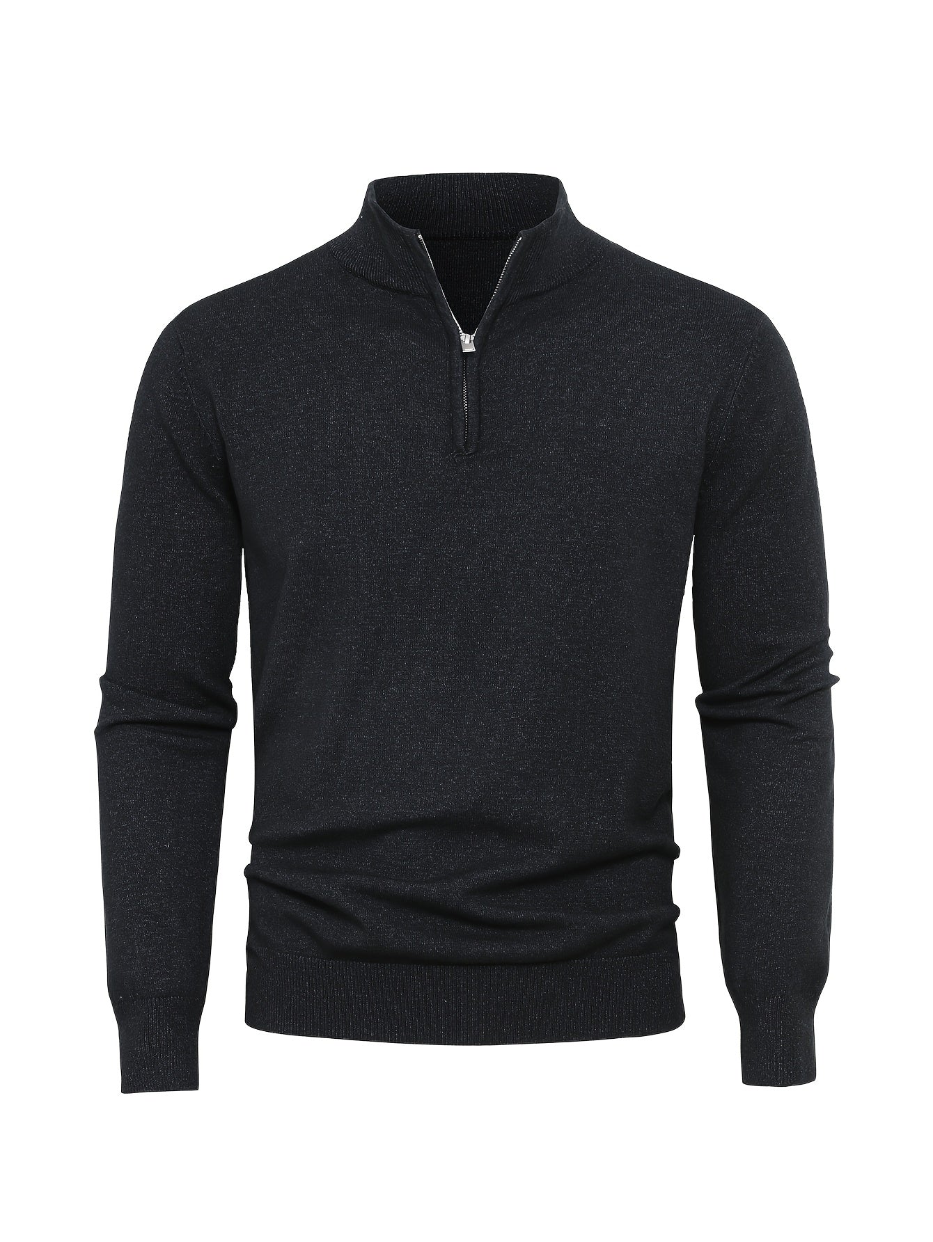 Men's Knitted Jumper with Half Zip with Warm High-Neck Style for Autumn and Winter