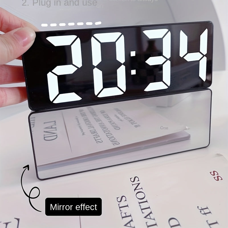 Clock with Digital LED Alarm Temperature Display and Adjustable Brightness