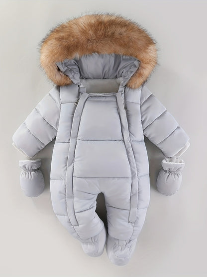 Frosty Baby Romper for Luxe Winter Jumpsuit with Hood for the Colder Months