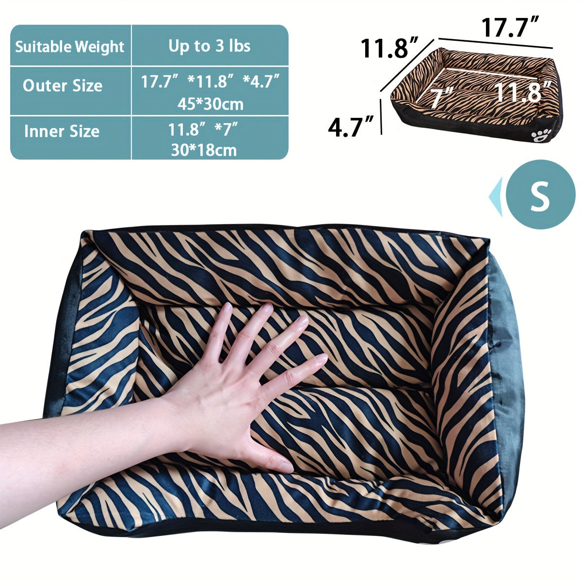 Dog with Rectangular Bed Made of Polyester with Soft Filling for All Dogs