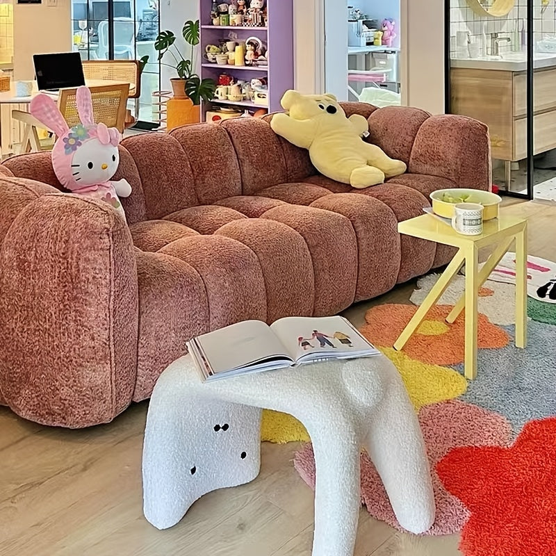 Cat-Shaped Plush Pouf with Cozy and Functional Design