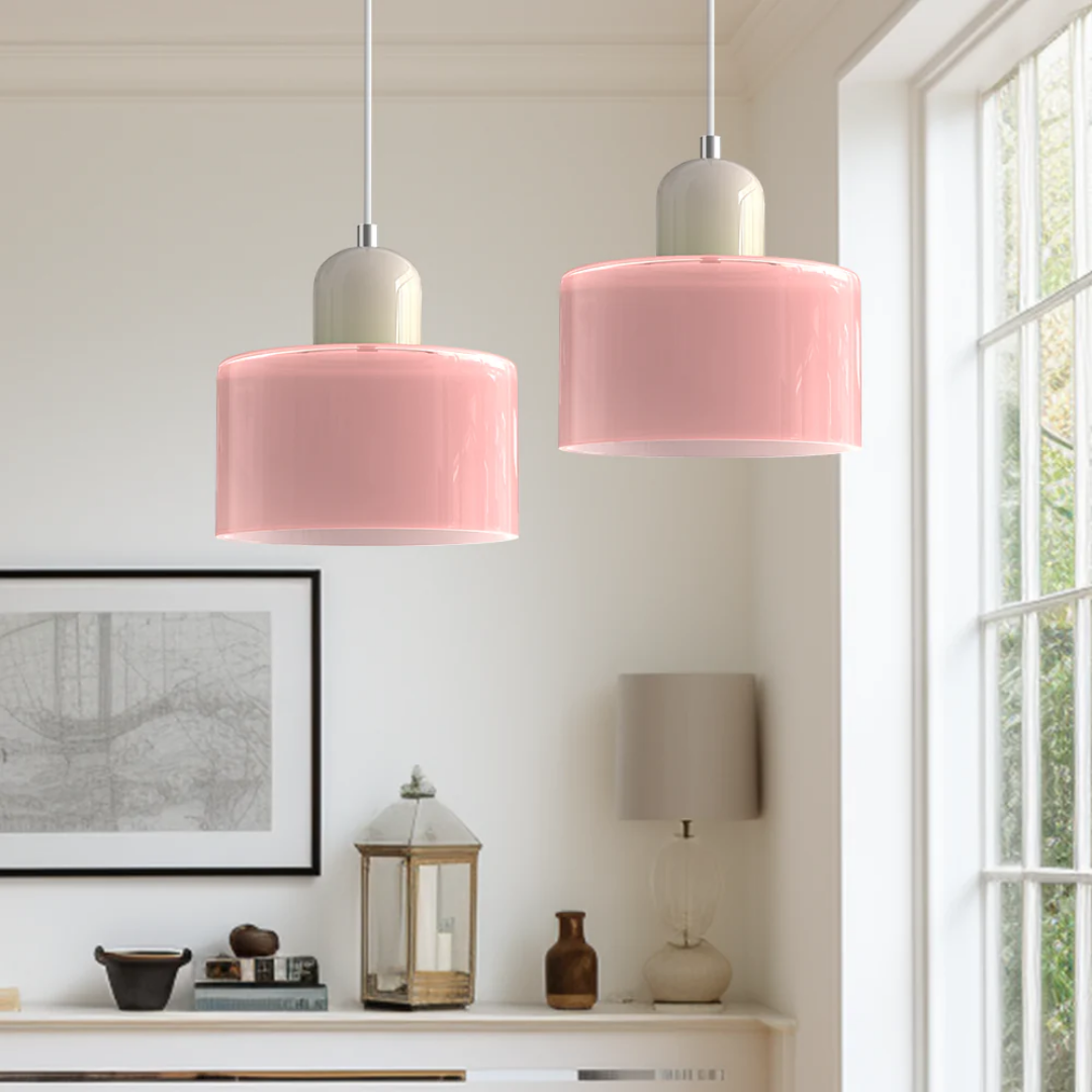 Glass with Retro Pendant Lamp with Shade and Adjustable Cord for a Warm Atmosphere