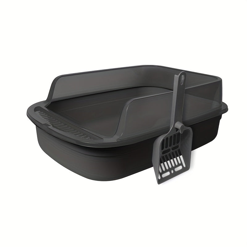 Cat Litter Tray with Raised Edge and Scoop with Splash-Free and Practical Design