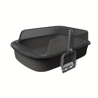 Cat Litter Tray with Raised Edge and Scoop with Splash-Free and Practical Design