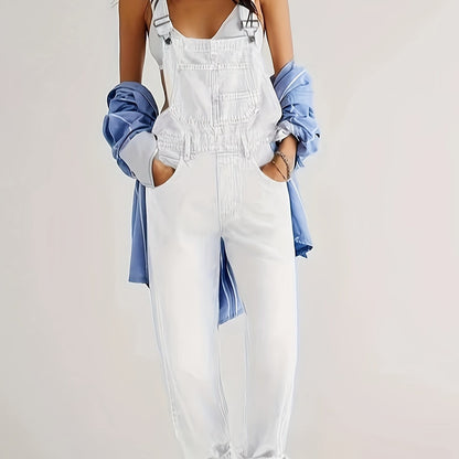 Ladies Denim Dungarees for Casual Overall with Loose Fit