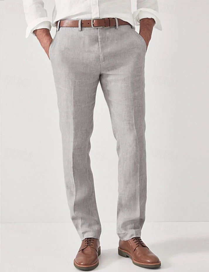 Linen Pants Men Breathable Summer Trousers with Modern Fit
