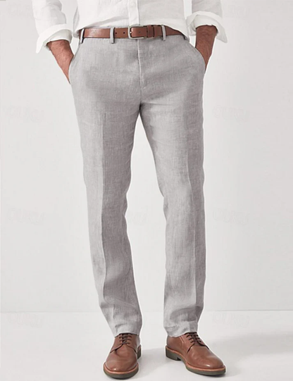 Linen Pants Men Breathable Summer Trousers with Modern Fit