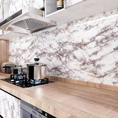 Self-Adhesive Marble Effect Vinyl Wallpaper for Kitchen and Bathroom