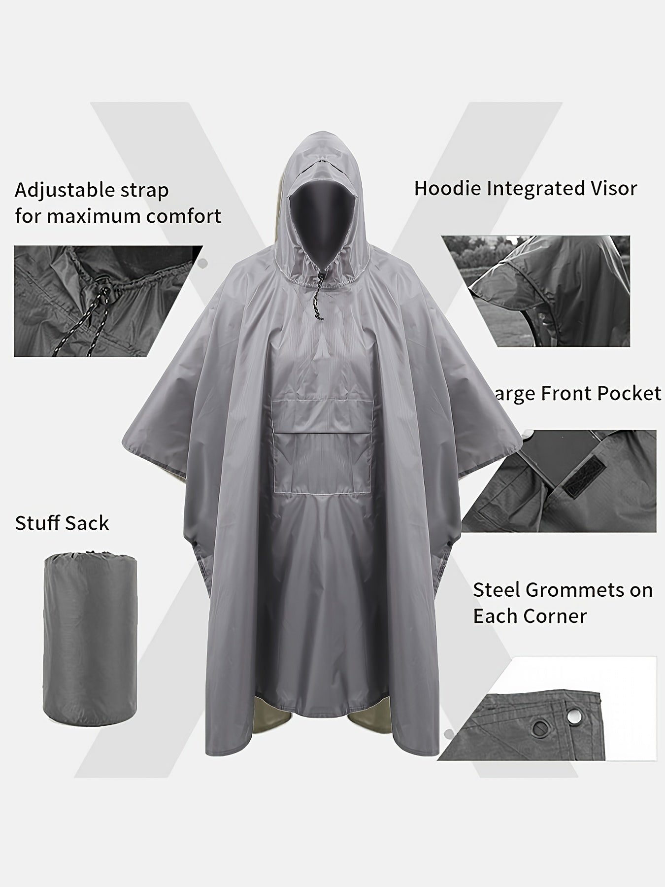 Waterproof 3-in-1 Poncho for Multifunctional and Breathable for Hiking, Camping, and Biking