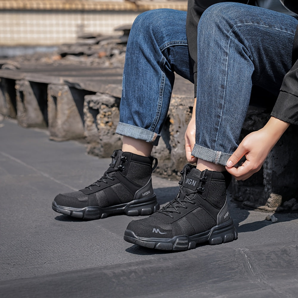 Shoes with Men's Safety Steel Toe for Puncture-Resistant and Slip-Resistant